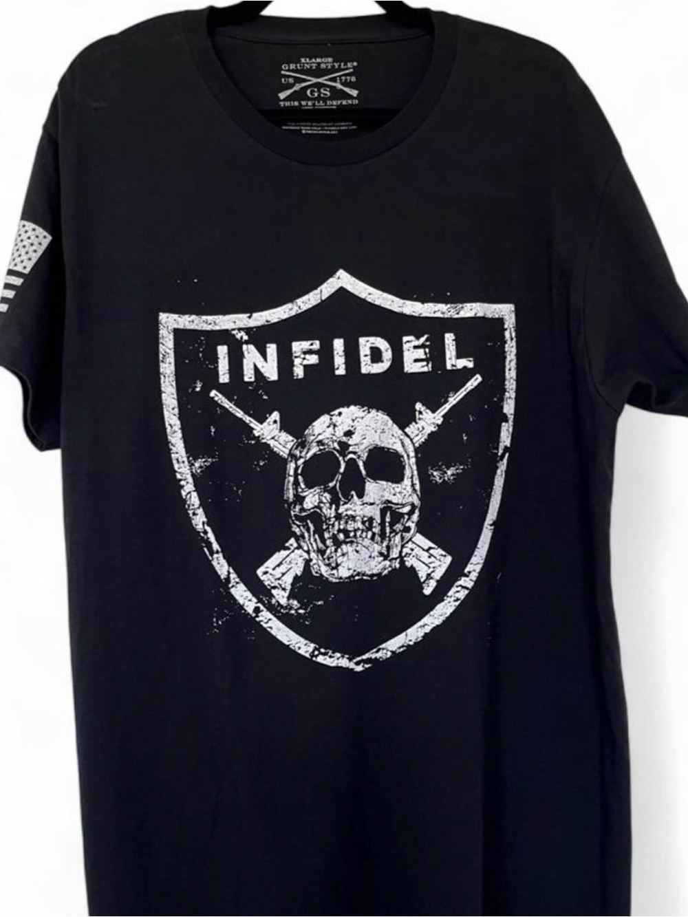 Grunt Style Black 'Infidel' Skull Shield Short Sleeve Tee